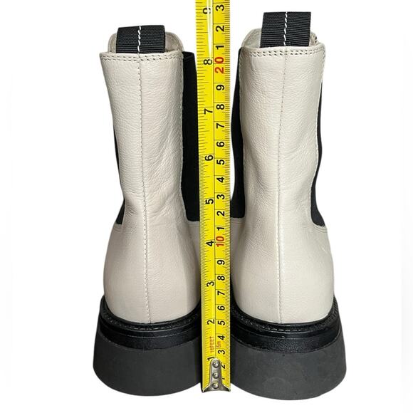 JONES BOOTMAKER Denno Off White Leather Chunky‎ Chelsea Boots Women's Size 8 - Picture 3 of 11